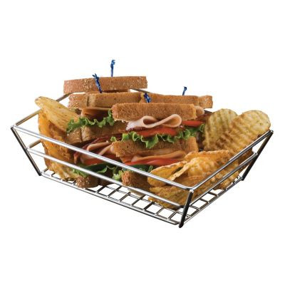 AMERICAN METALCRAFT RMB59C BASKET SERV 9X6" SML GRID CHROME WIRE