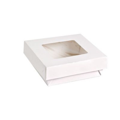 PACKNWOOD 210KRAYWH115 BOX W/WINDOW LID 4X1-3/5" WHITE