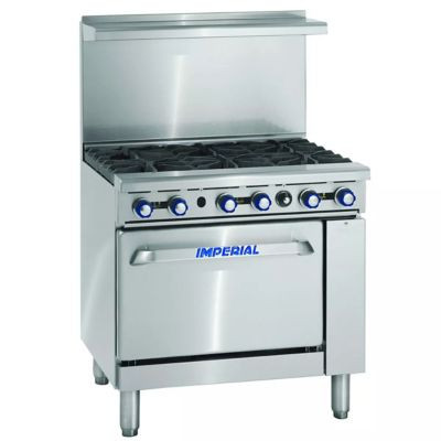 IMPERIAL RANGE IR-6 RANGE, 36" RESTAURANT, NATURAL GAS,