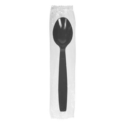 DARLING FOOD SERVICE 6092941 TEASPOON,PLASTIC,HW,BLACK,PS,WRAPPED