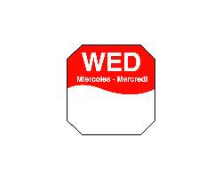 DAYMARK FOOD SAFETY SYSTEMS 1100603 LABEL 1" WEDNESDAY TRILINGUAL OCTAGON