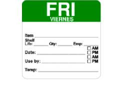 DAYMARK FOOD SAFETY SYSTEMS 1100625 LABEL DISSOLVAWAY FRI 2.5X2.5