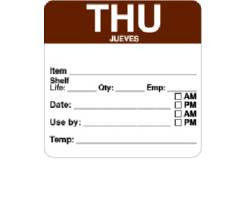 DAYMARK FOOD SAFETY SYSTEMS 1100624 LABEL DISSOLVAWAY THURS 2.5X2.5