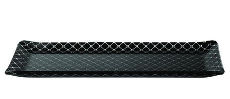 ROSSETO GLS028B TRAY RECT 22-1/2X8" GLASS BLK ZENIT