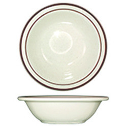 INTERNATIONAL TABLEWARE GR-10 BOWL NR RND 14 OZ WHT W/BRN SPECKLE