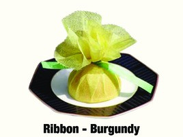 REGENCY WRAPS RW200Y/BURG WRAP LEMON YLW W/ BURGUNDY RIBBON