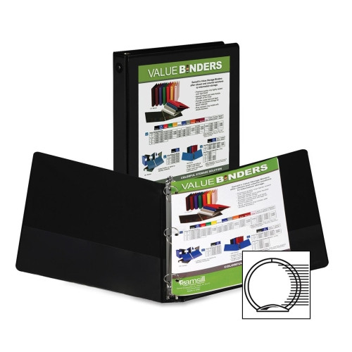 SAMSILL 18530 VIEW BINDER,ROUND RING,1 CAPACITY,BLK