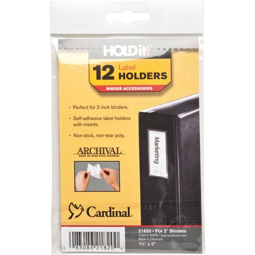 CARDINAL BRANDS INC. 21820 LABEL HOLDER,1-3/8"X3",12/PK,CLEAR