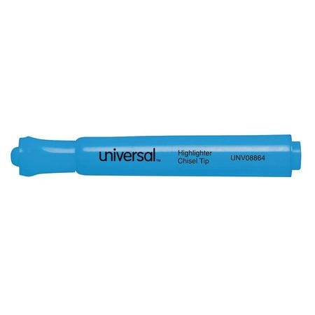 UNIVERSAL UNV08864 DESK HIGHLIGHTER,CHISEL TIP,BLUE,12/PK
