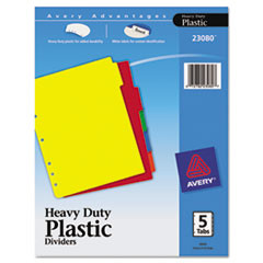 AVERY 23080 PLASTIC INDEX DIVIDERS,WHITE LABELS,1SET