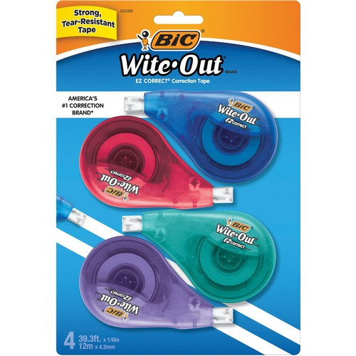BIC CORPORATION WOTAPP418 WITE-OUT CORRECTION TAPE,EASY,4/PACK
