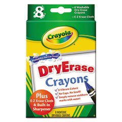 CRAYOLA 985200 DRY ERASE CRAYONS,W/E-Z ERASE CLOTH