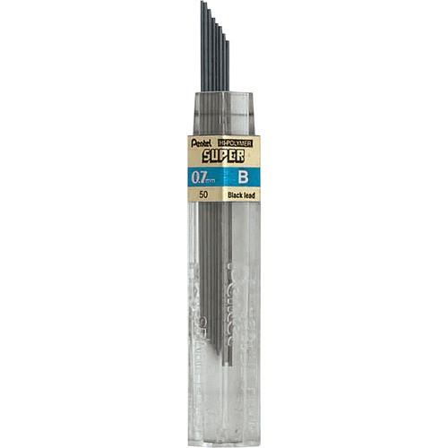 PENTEL 50B HI-POLYMER LEAD,B, BLACK, 12EA/TB