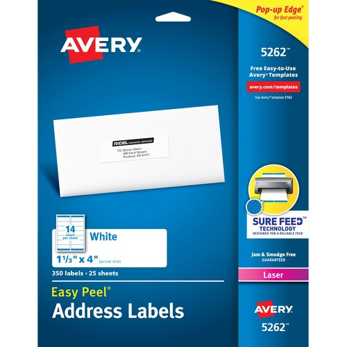 AVERY 5262 LABEL,EZPEEL,LSR,1.3X4,WE