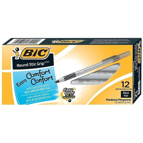 BIC CORPORATION GSMG11 BLK BIC  ROUND STIC PEN,COMFORT GRIP,NONREFI