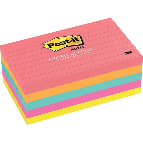 3M 6355AN 3M  POST-IT NOTES,LINED,3"X5",5/PK,100 S