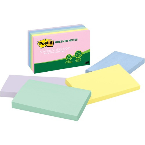 3M 655RPA 3M  POST-IT NOTES,RECYCLED,3"X5",5/PK,AS
