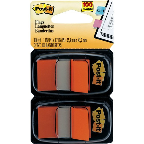 3M 680-OE2 3M  POST-IT FLAGS, 1"X1-3/4", 100/PK, OR