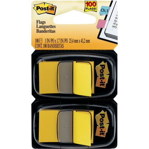 3M 680-YW2 3M  POST-IT FLAGS, 1"X1-3/4", 100/PK, YE