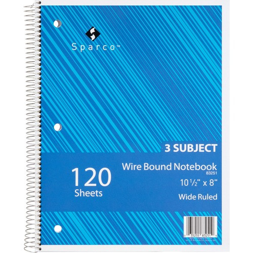 SPARCO PRODUCTS 83251 NOTEBOOKS,WIDE RULED,120 SHT,AST