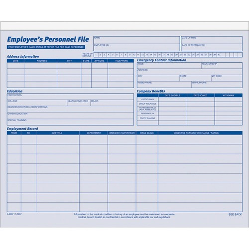 ADAMS MFG CORP. 9287ABF FOLDER,EMPLOYEE,9X11,20PK
