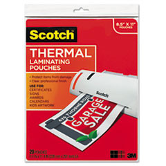 3M COMPANY TP3854-20 LETTER SIZE THERMAL LAMINATING POUCHES, 