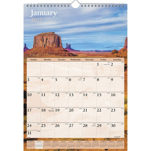 AT-A-GLANCE DMW20028 MONTHLY WALL CALENDAR,SCENIC PHOTOS
