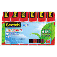 3M COMPANY 6126P TAPE,TRANSP,ECO,3/4X900,6PK