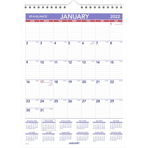 AT-A-GLANCE PM1-28 AT-A-GLANCE  MONTHLY WALL CALENDAR,JAN-D