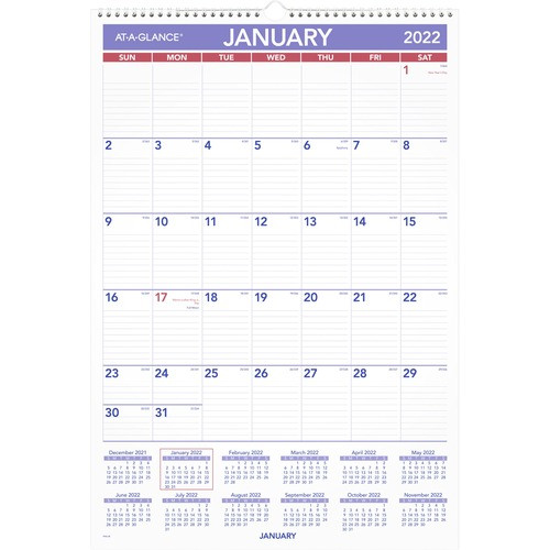 AT-A-GLANCE PM3-28 AT-A-GLANCE  MONTHLY WALL CALENDAR,JAN-D