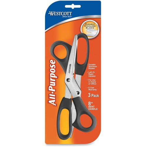 ACME UNITED 13402 SCISSORS,SS,BENT,8",BLK,3PK