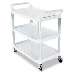 RUBBERMAID COMMERCIAL PRODUCTS 409100CM OPEN SIDED UTILITY CART, THREE-SHELF, 40