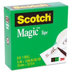 3M COMPANY 810-34-1296 MAGIC TAPE, 3/4" X 1296", 1" CORE, CLEAR