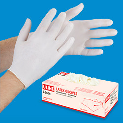 USC S-6606L ULINE INDUSTRIAL LATEX GLOVES - POWDER-F