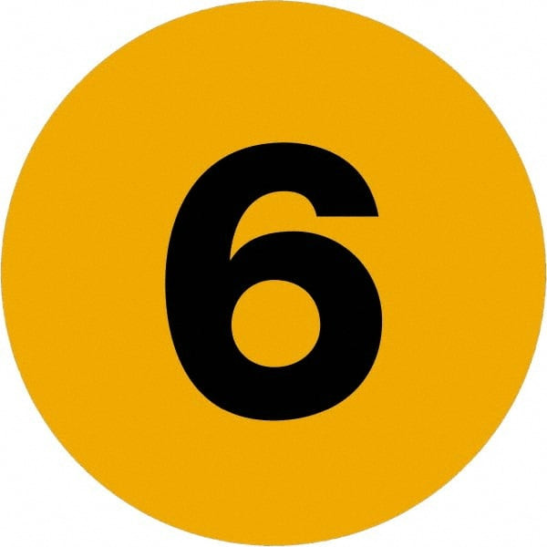 TAPE LOGIC DL6756 1" CIRCLE - "6" (FLUORESCENT ORANGE) NUM