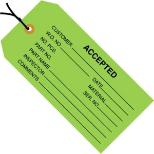 BOX PARTNERS G20023 INSPECTION TAGS, 4 3/4" X 2 3/8", GREEN