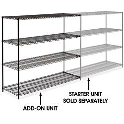 USC H-1752-63A BLACK WIRE SHELVING ADD-ON UNIT - 72 X 2