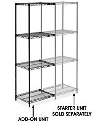 USC H-2423-72A BLACK WIRE SHELVING ADD-ON UNIT - 24 X 1