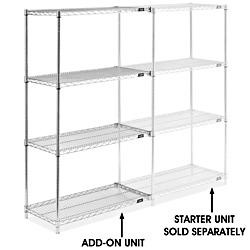 USC H-2940-63A CHROME WIRE SHELVING ADD-ON UNIT - 36 X 