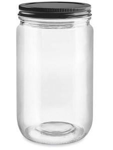 USC S-19316M-BL STRAIGHT-SIDED GLASS JARS - 32 OZ, BLACK