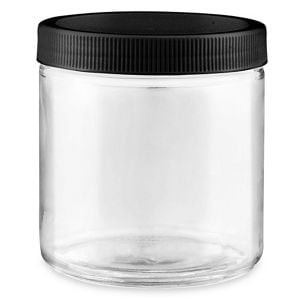 USC S-17984P-BL STRAIGHT-SIDED GLASS JARS - 16 OZ, BLACK