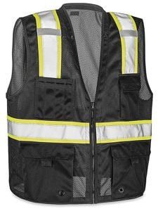 USC S-22908BL-L COLORED HI-VIS SAFETY VEST - BLACK, L/XL