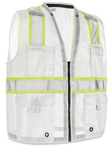 USC S-22908W-L COLORED HI-VIS SAFETY VEST - WHITE, L/XL