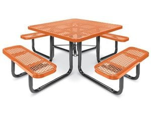 USC H-2126O METAL PICNIC TABLE - 46" SQUARE, ORANGE