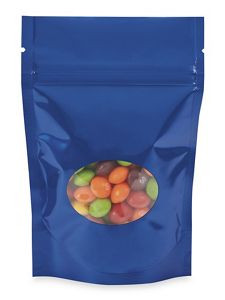 USC S-22241BLU GLOSSY STAND-UP BARRIER POUCHES WITH WIN