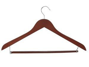 USC S-18040WAL WOOD HANGERS - SUIT WITH BAR, WALNUT