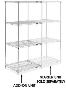 USC H-8025-72A CHROME WIRE SHELVING ADD-ON UNIT - 30 X 