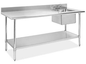 USC H-8967R STAINLESS STEEL WORKTABLE WITH SINK - 72