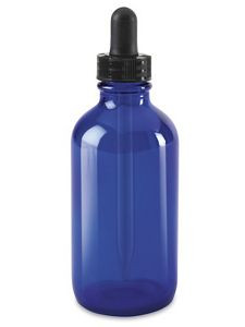 USC S-20039BLU GLASS DROPPER BOTTLES - 4 OZ, BLUE