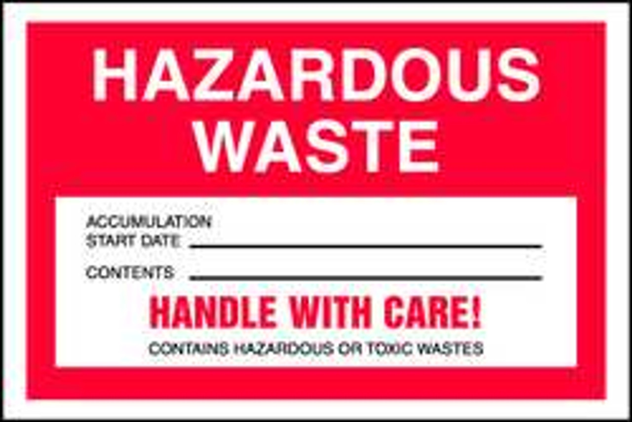 ACCUFORM SIGNS MHZW15EVC HAZARDOUS WASTE LABEL WHITE/RED PK 100